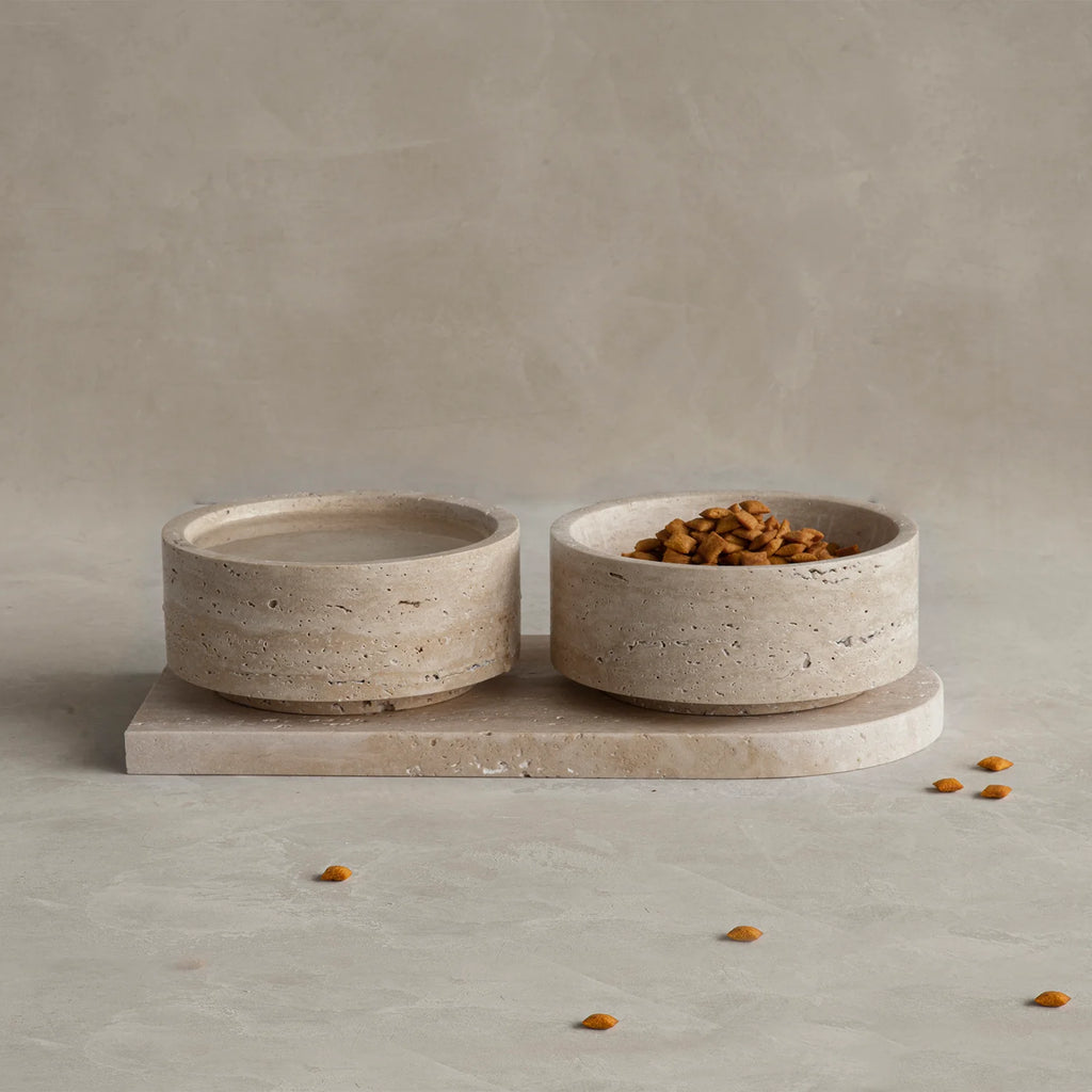 The Travertine Pet Bowl Set