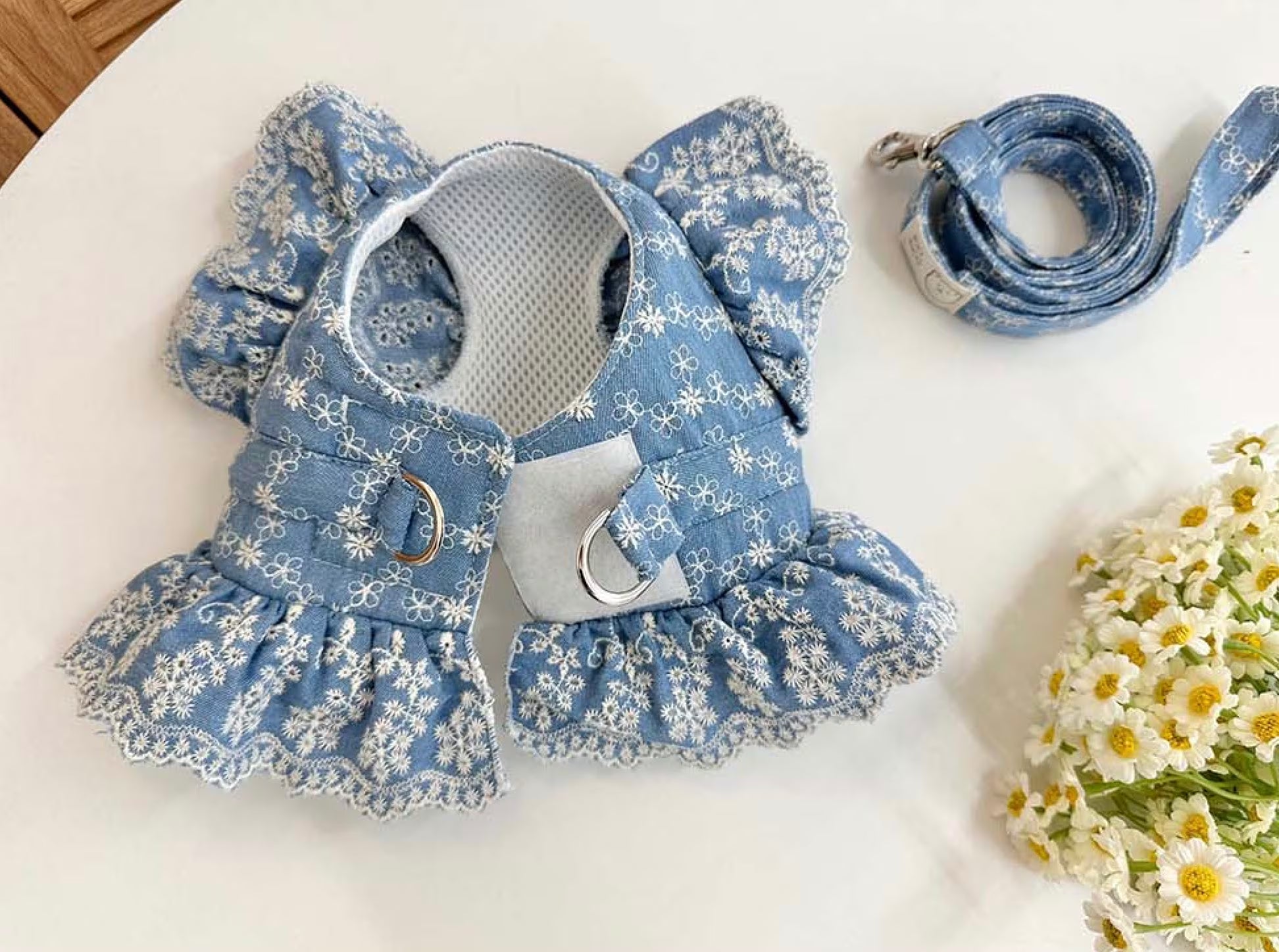 Denim Harness Dress & Leash Set