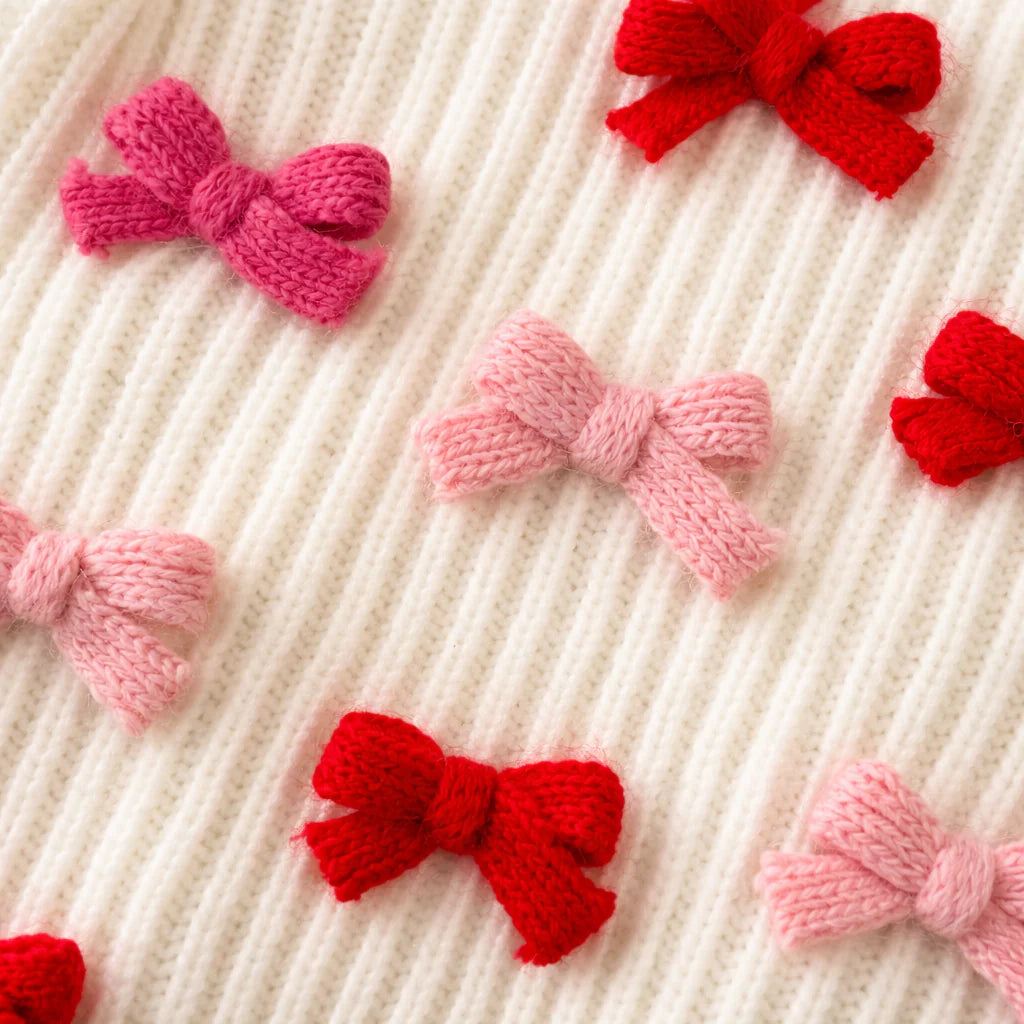 Bow Sweater - Red & Pink