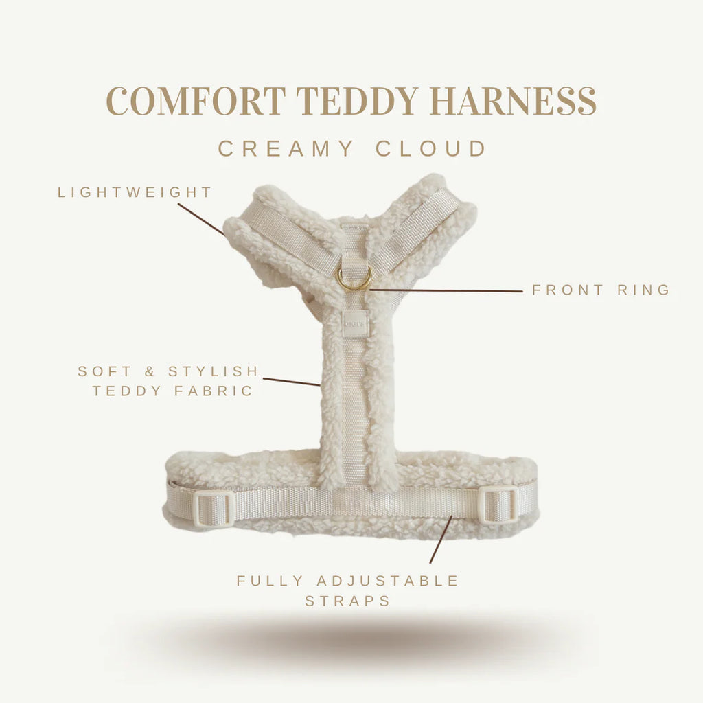 Comfort Teddy Harness & Hands-Free Set - Creamy Cloud