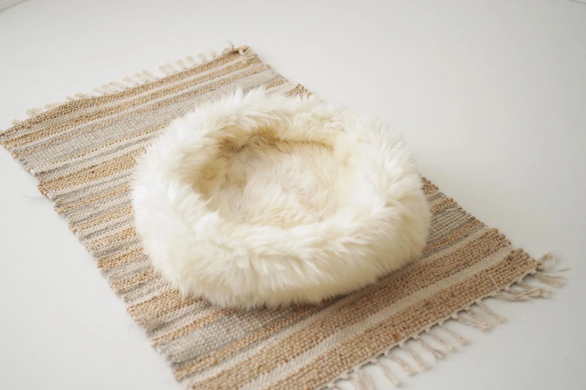 Merino Sheepskin Pet Bed , Cat Cave , Dog Bed , Cat House ,Pet Furniture Hand Made - Genuine Real Sheepskin - Creamy White