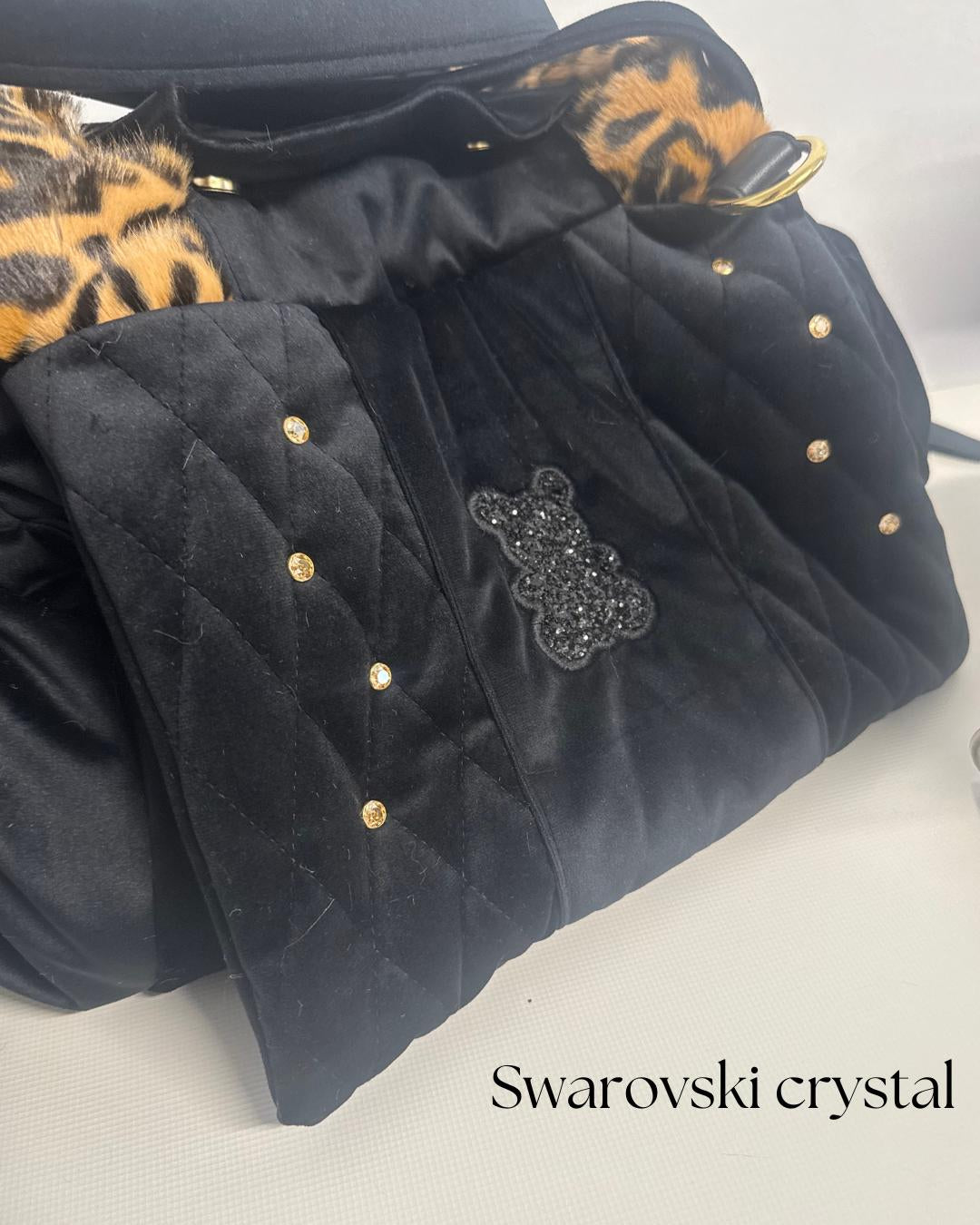Luxury Leopard Dog Carrier & Velvet Bed