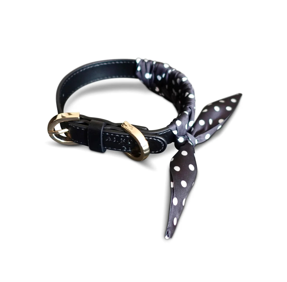 Dog Collar Twilly Polka Dots - Black