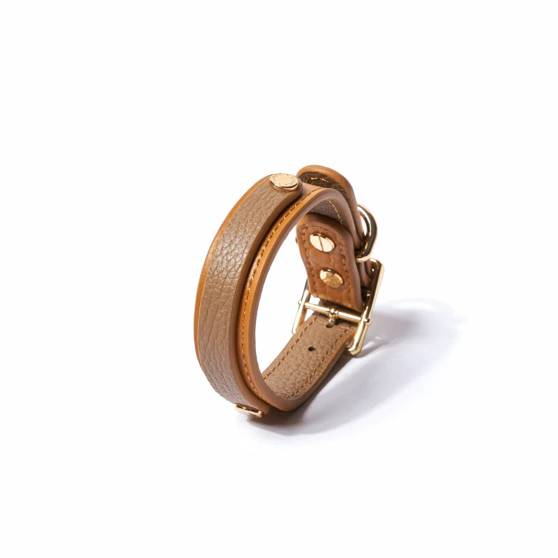 Slim Amber Leather Collar