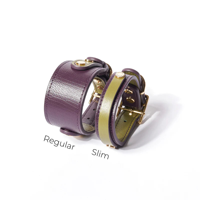 Slim Purrble Leather Collar