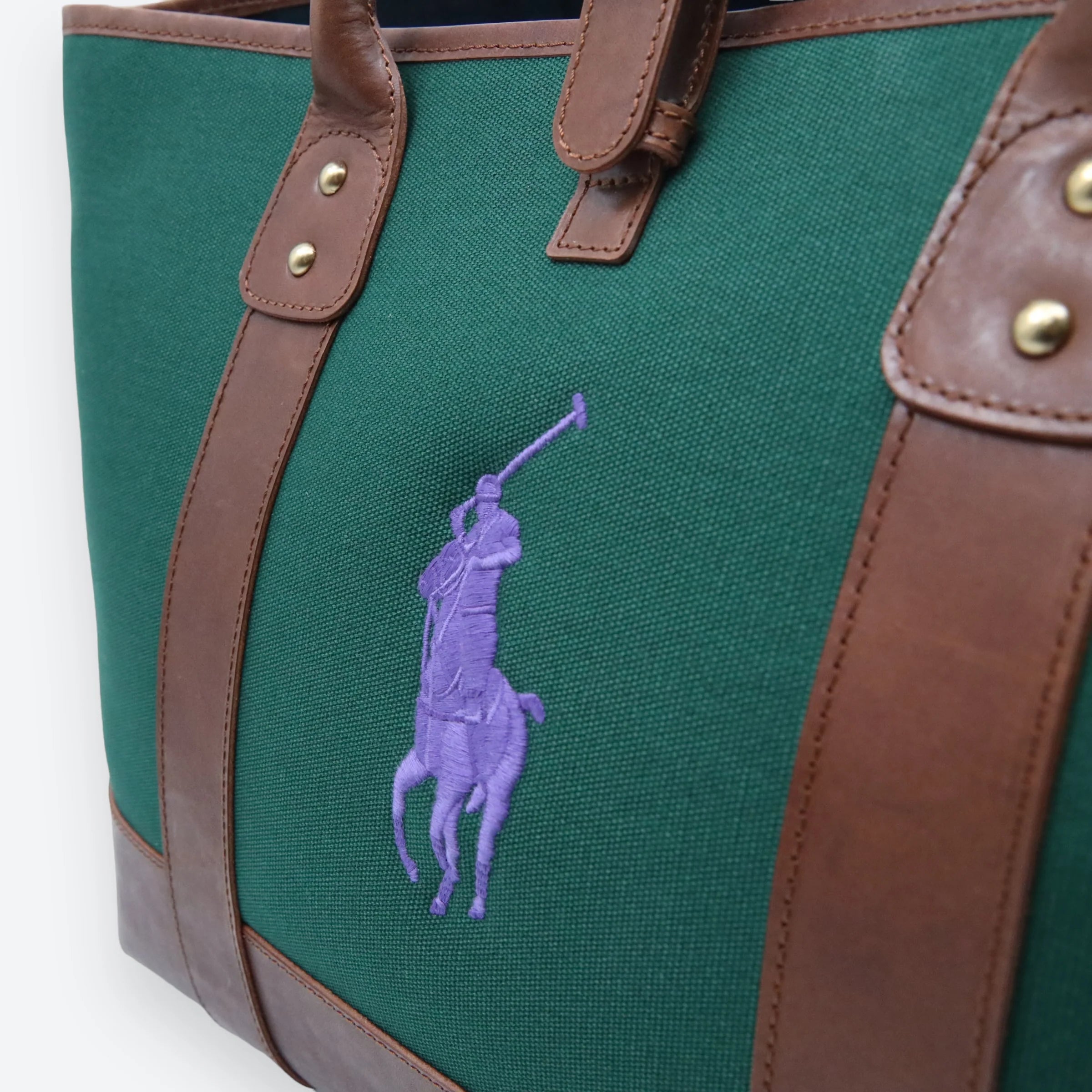 Polo Ralph Lauren Dog Leather and Canvas Tote