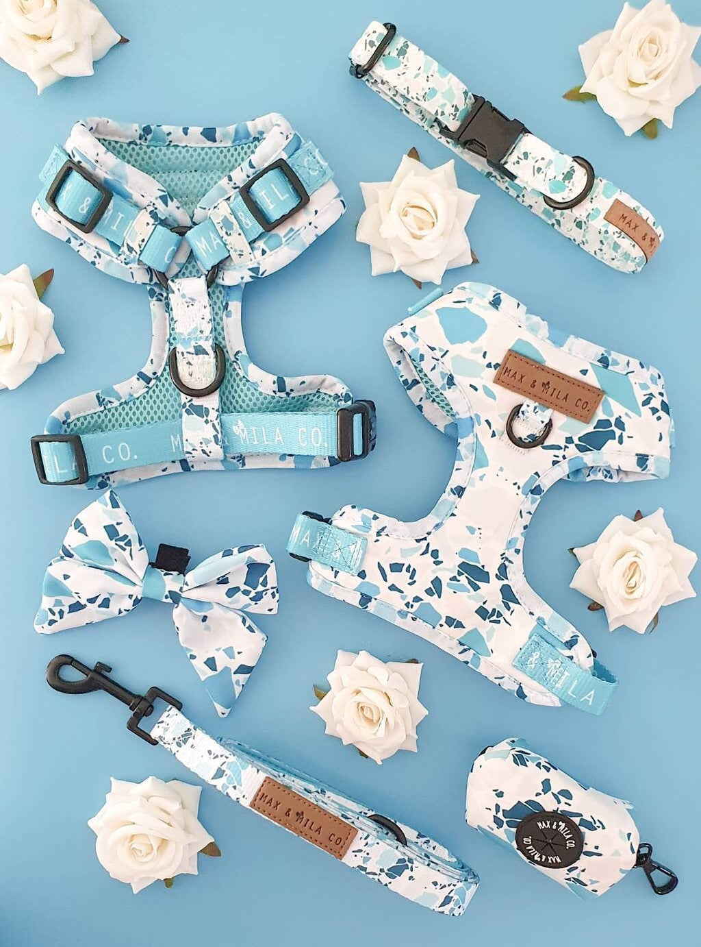 Sky Terrazzo Designer Dog Harness Set