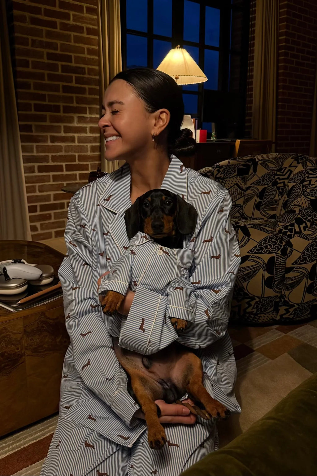 Dachshund Unisex Pajama – Blue & White