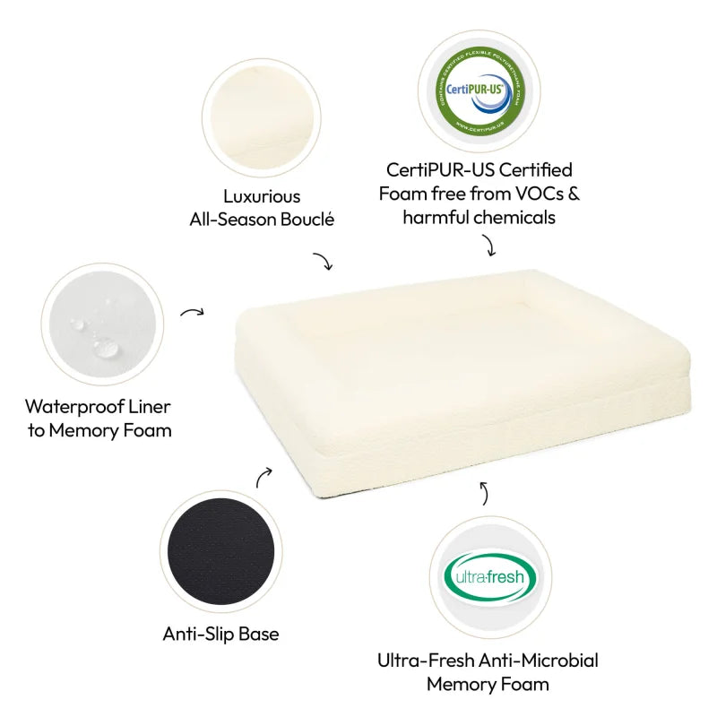 Memory Foam Dog Bed - Bouclé Ivory