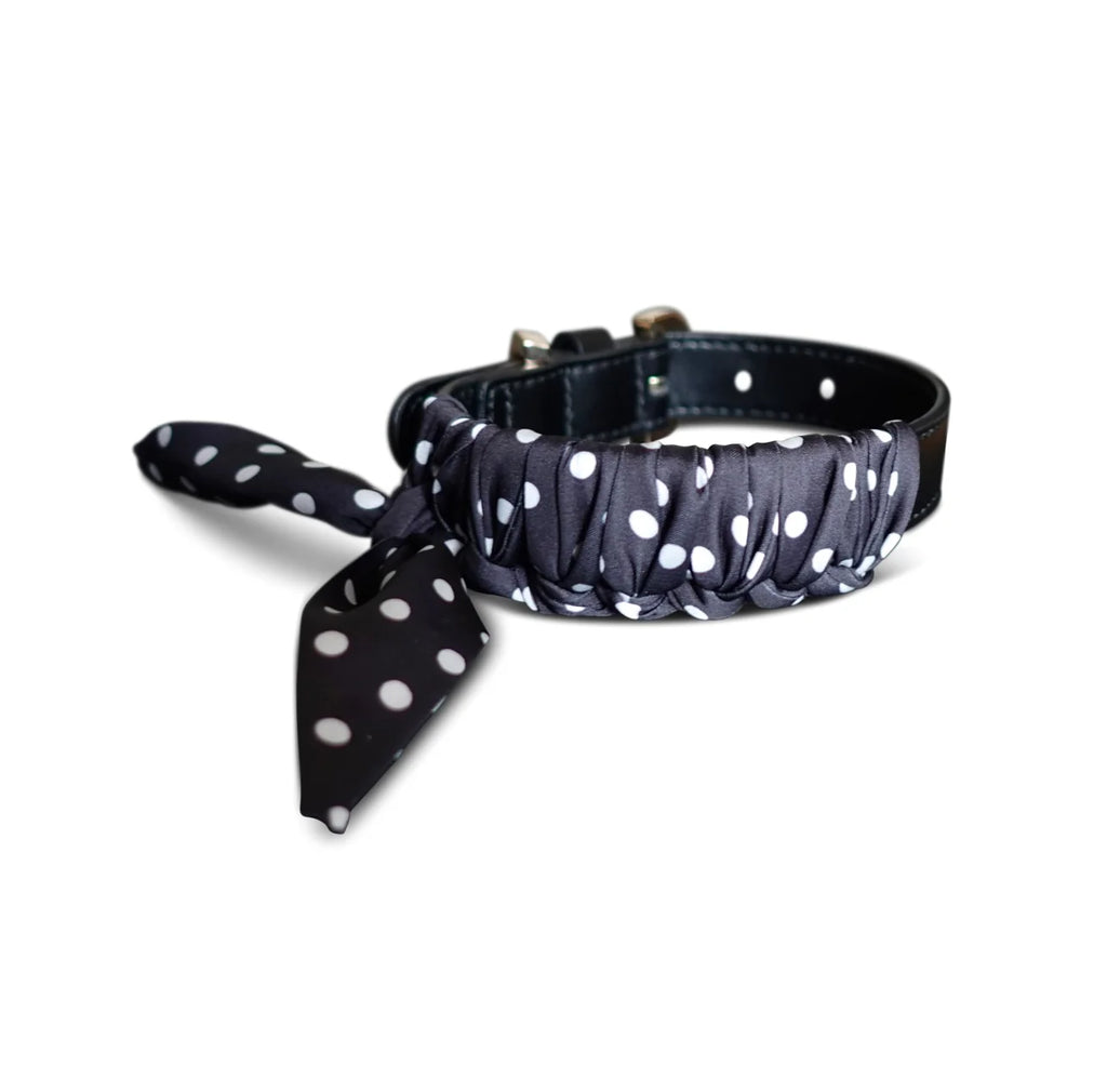 Dog Collar Twilly Polka Dots - Black