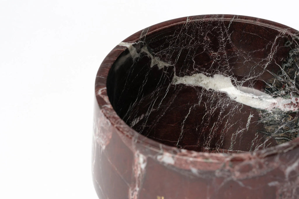 Rosso Imperiale Marble Pet Bowl: Luxury Dog Bowl