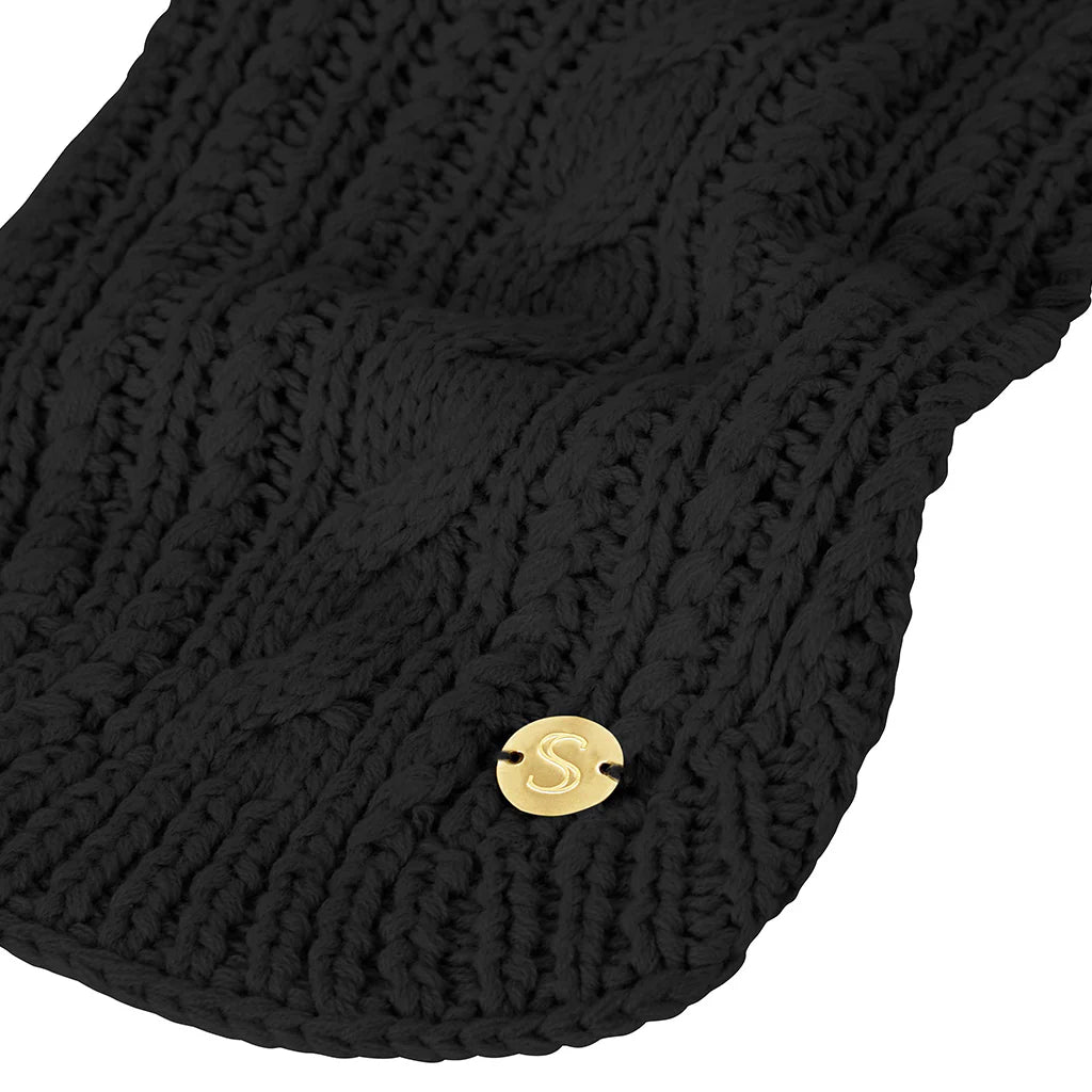 Merino Wool Cable Knit Dog Sweater - Black