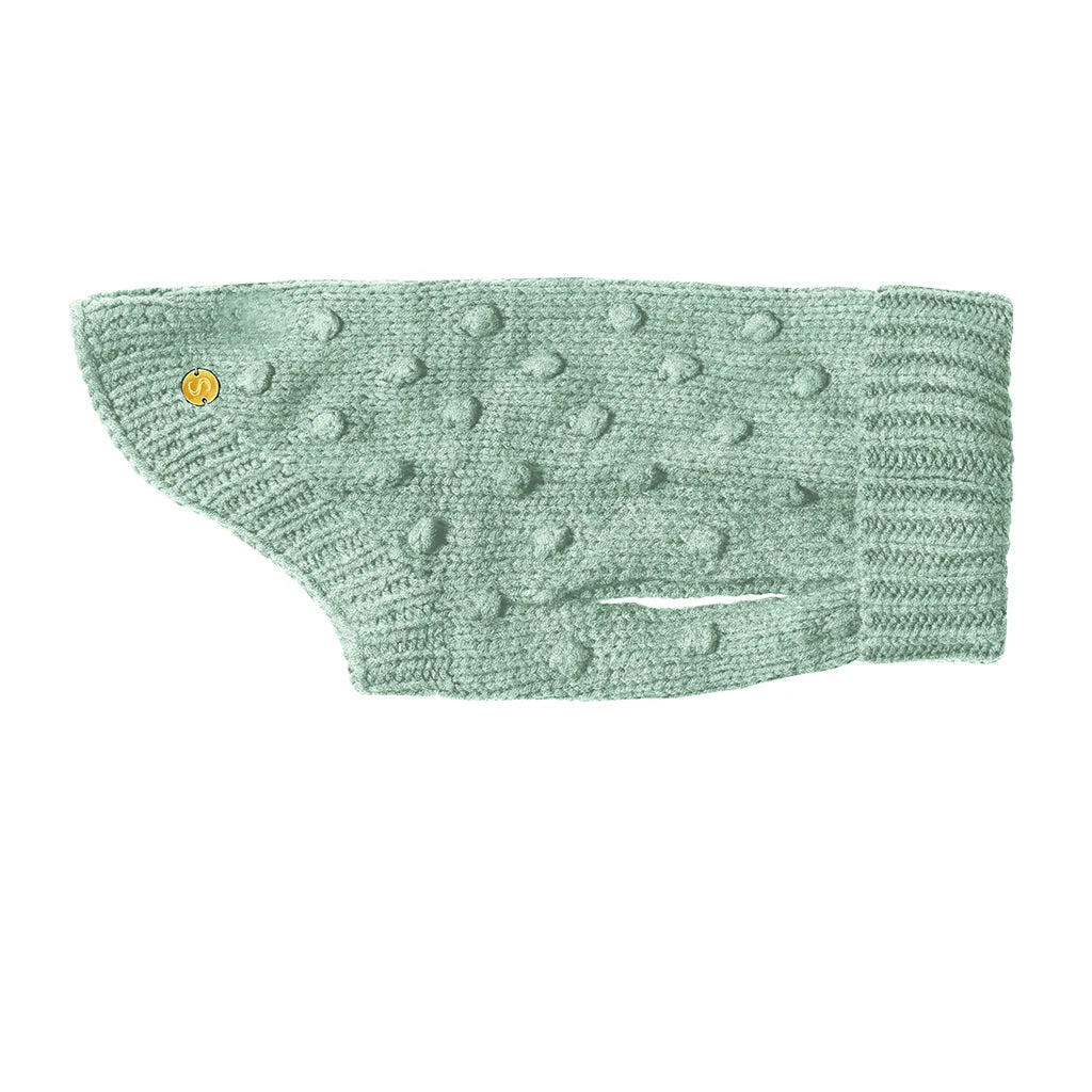 Merino Wool Bobble Knit Dog Sweater - Mint