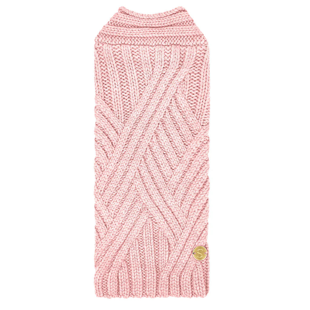 Merino Wool Weave Knit Dog Sweater - Soft Pink