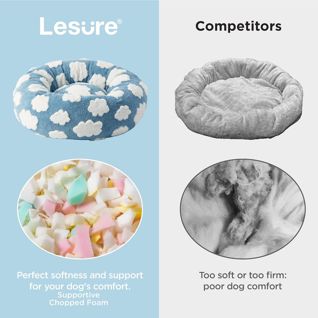 Donut Medium Dog Bed - round Cat Beds for Indoor Cats Calming Bed Gift for Pets, Cute Modern Beds with Jacquard Shaggy Plush & anti Slip Bottom, 30 Inch, Ice Melt