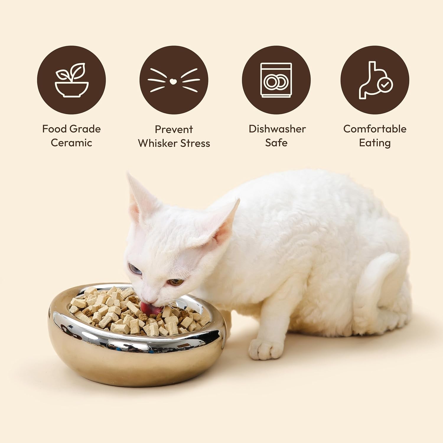 The Pebble Pet Bowl  - Flat Pearl 