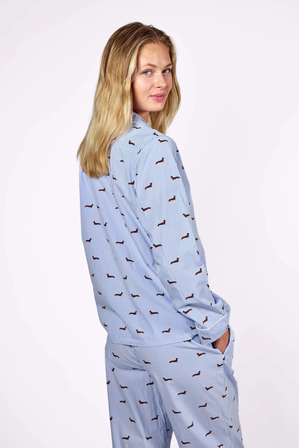 Dachshund Unisex Pajama – Blue & White