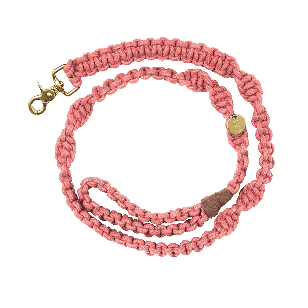 Macramé Originals Dog Lead - Rose Pink