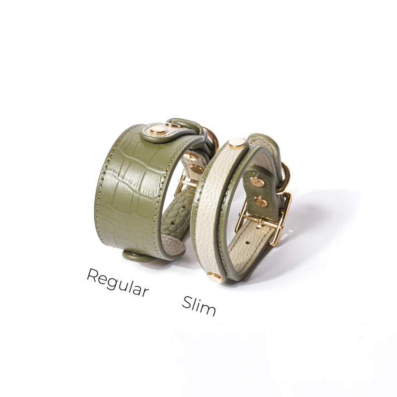 Slim Emerald Leather Collar
