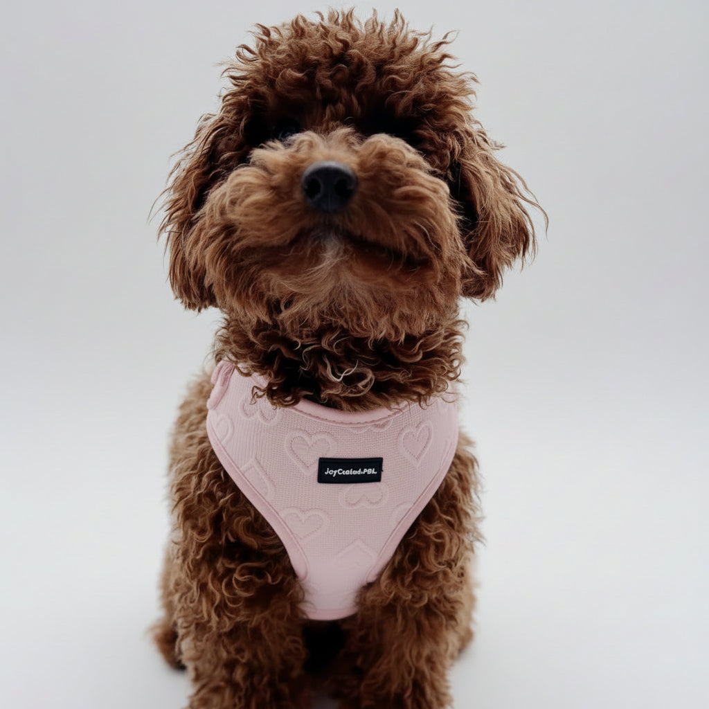 Signature No-Pull Puppy Harness & Leash Set — Pink Heart Mesh