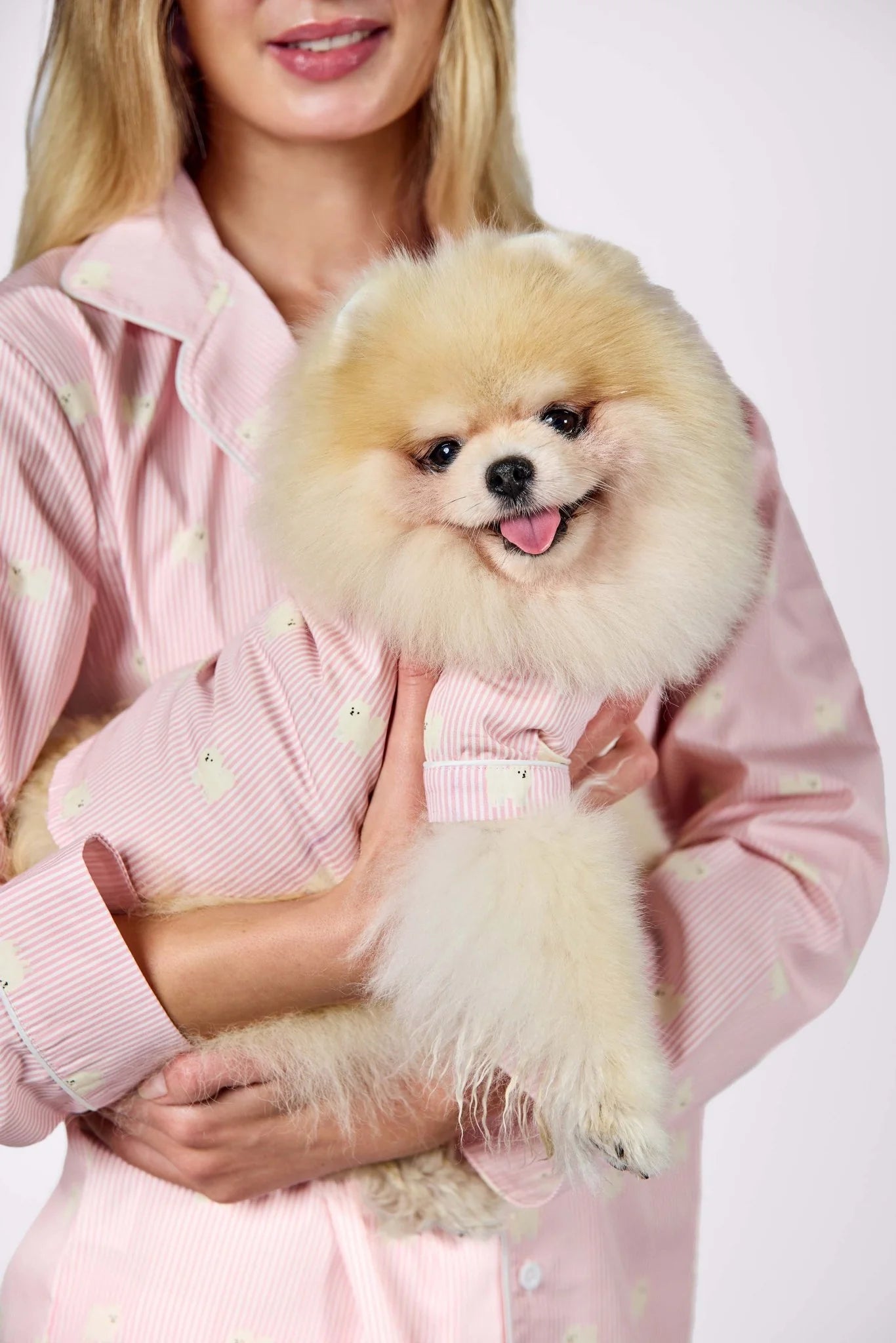 Pomeranian Matching Pajama Set – Pink & White