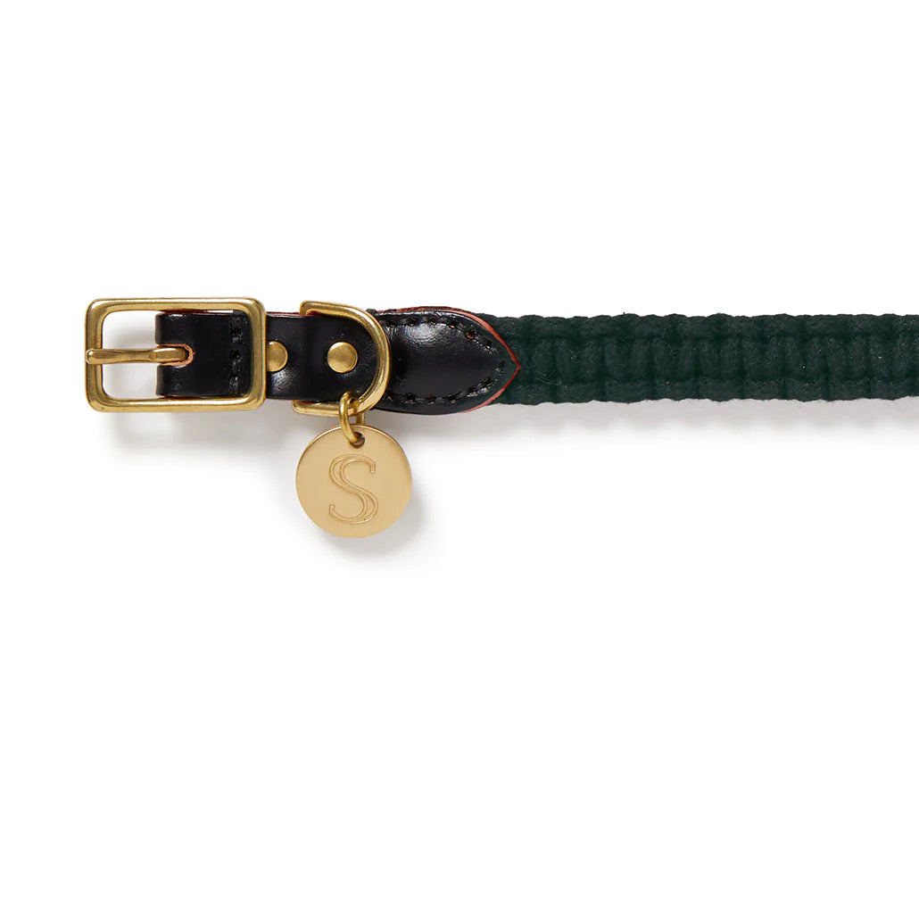 Macramé/Leather Dog Collar - Black
