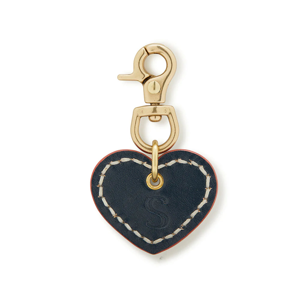 Leather Dog Heart Charm - Navy