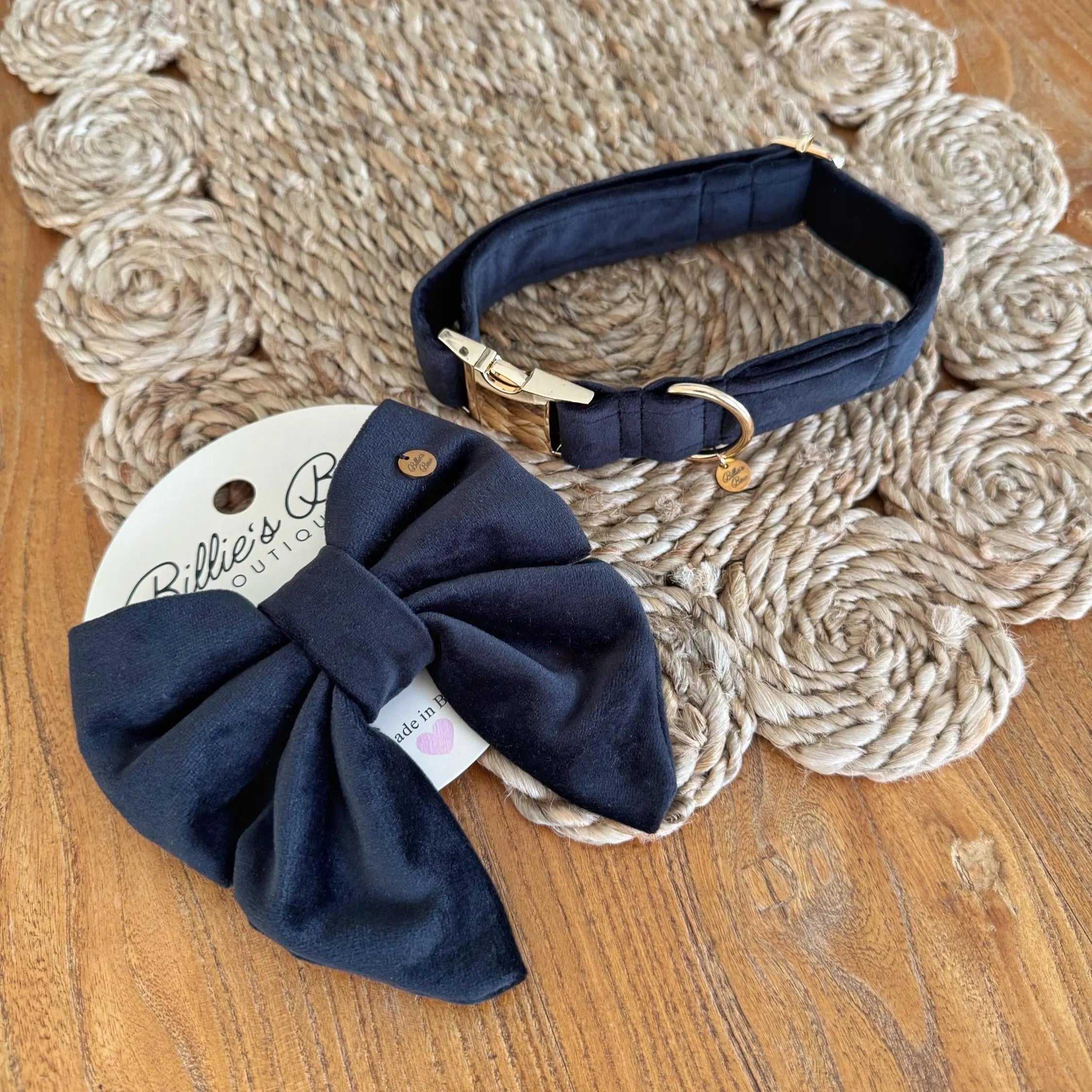 Velvet Bow Collar Set