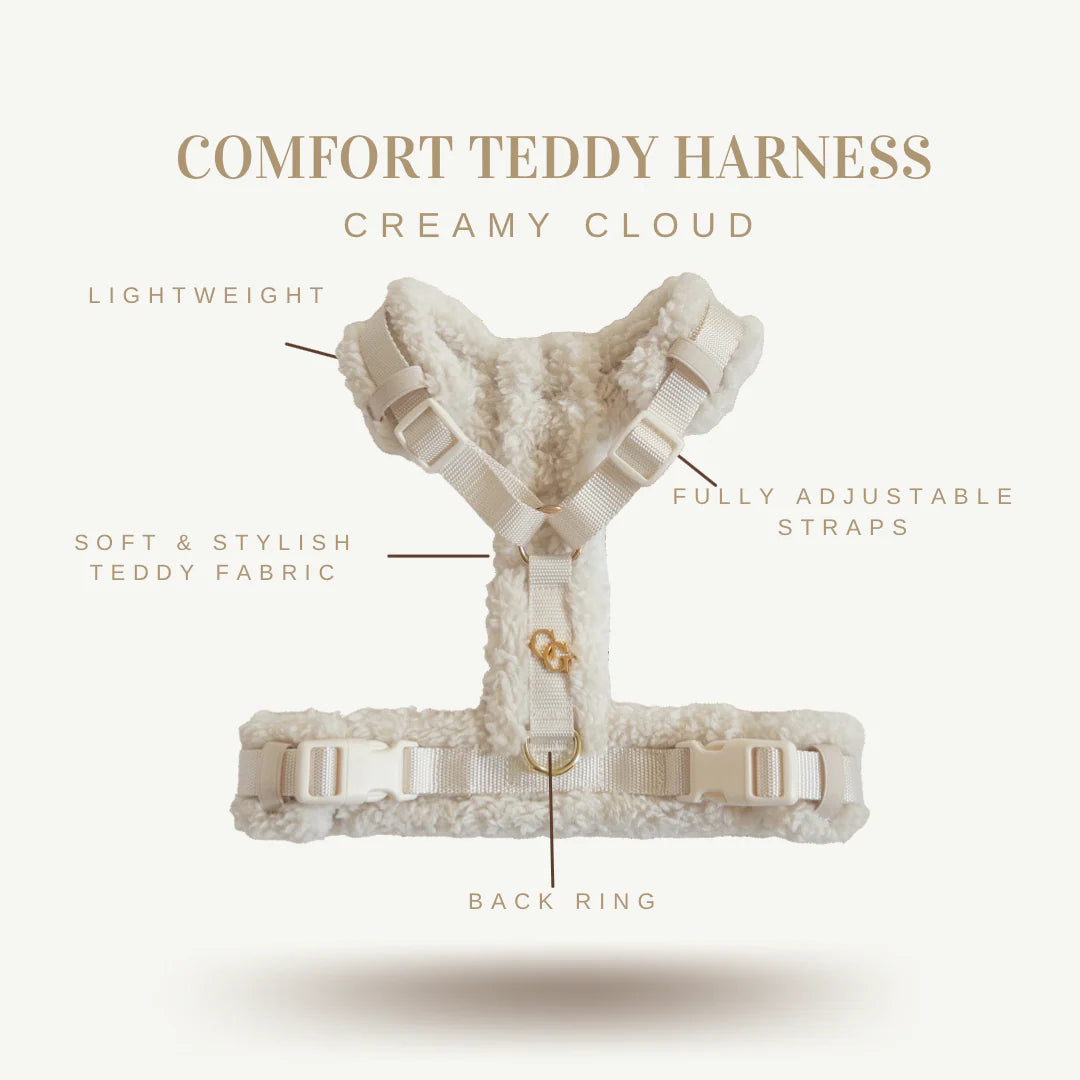 Comfort Teddy Harness & Hands-Free Set - Creamy Cloud