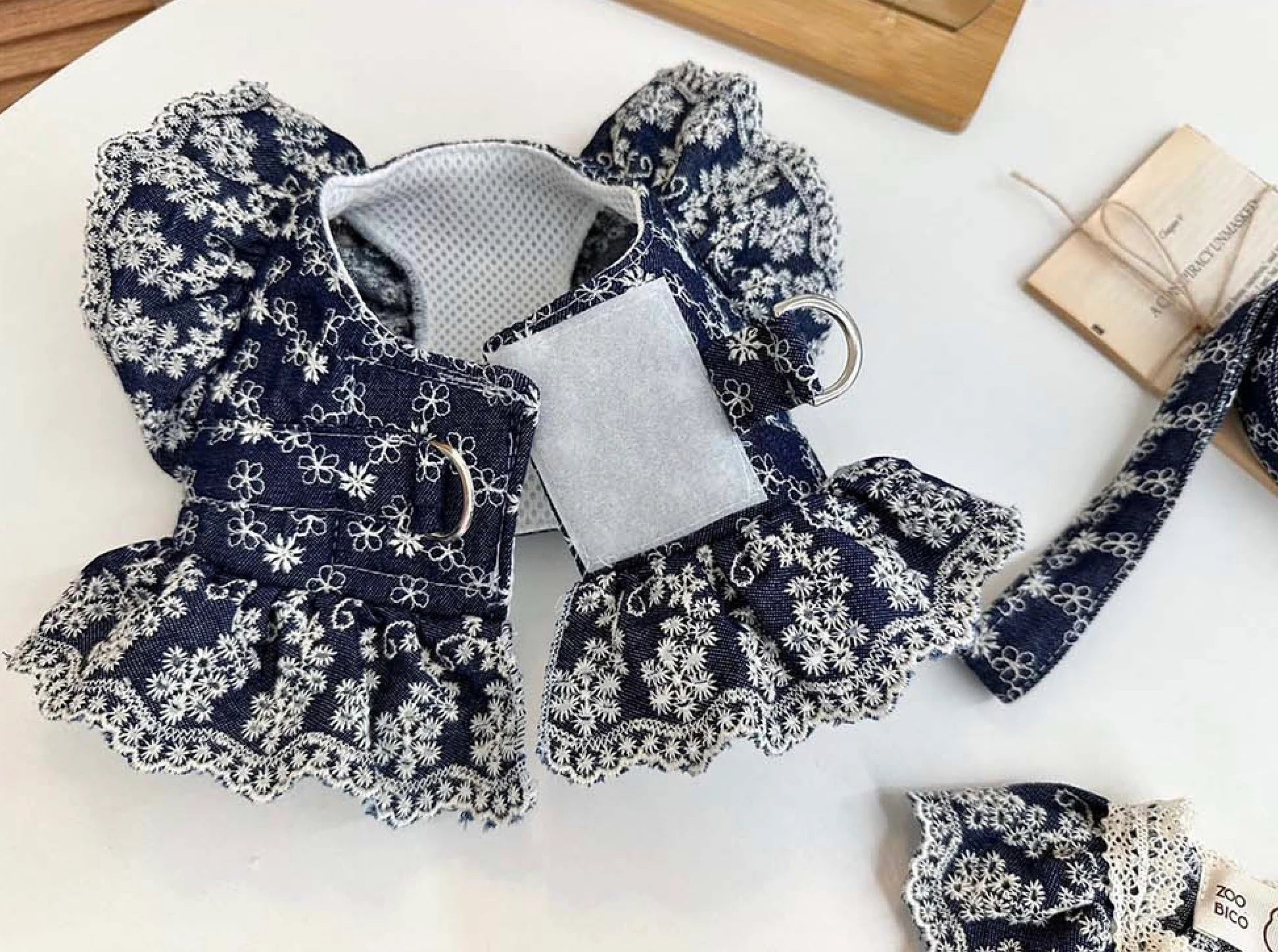 Denim Harness Dress & Leash Set