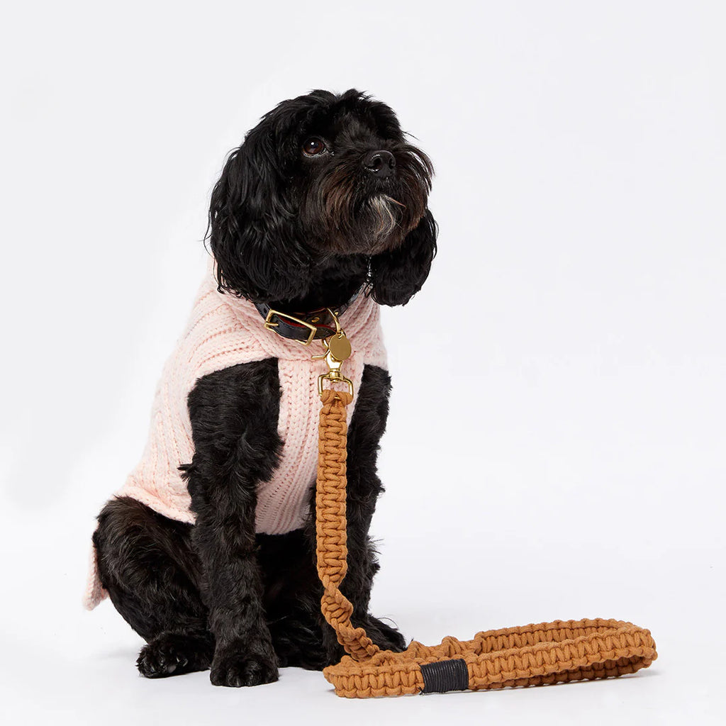 Merino Wool Weave Knit Dog Sweater - Soft Pink