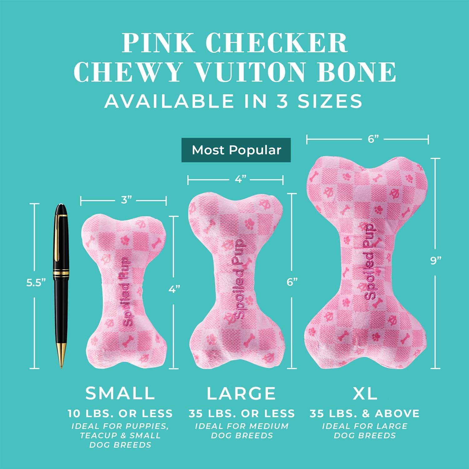 Chewy Vuiton Bone - Checker Pink 