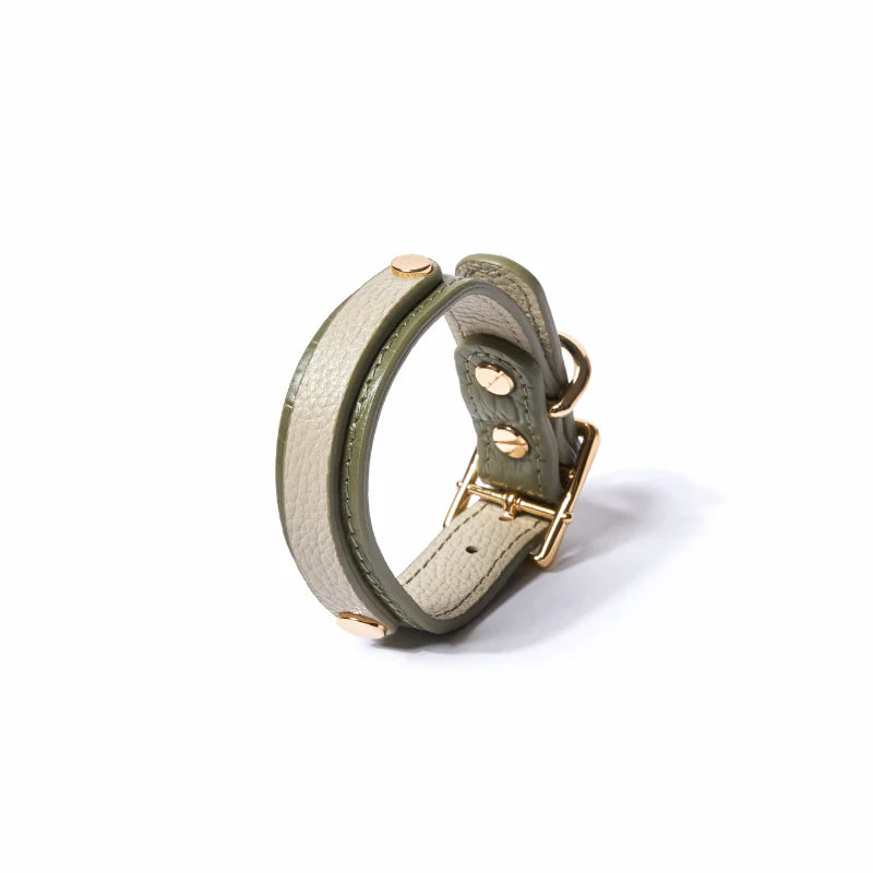 Slim Emerald Leather Collar