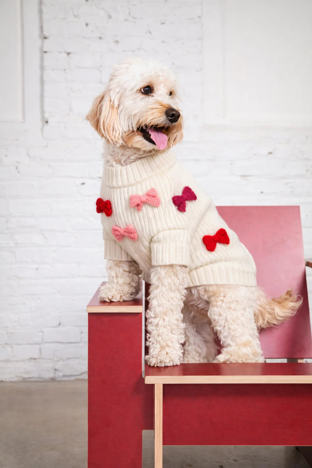 Bow Sweater - Red & Pink