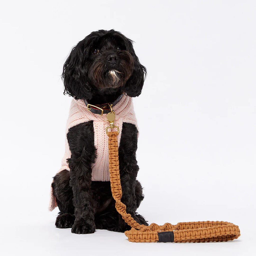 Merino Wool Weave Knit Dog Sweater - Soft Pink