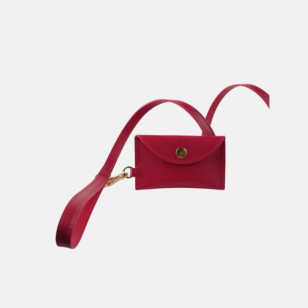 Leather Leash & Poop Bag Holder – Burgundy