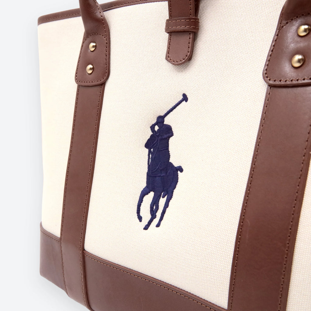 Polo Ralph Lauren Dog Leather and Canvas Tote