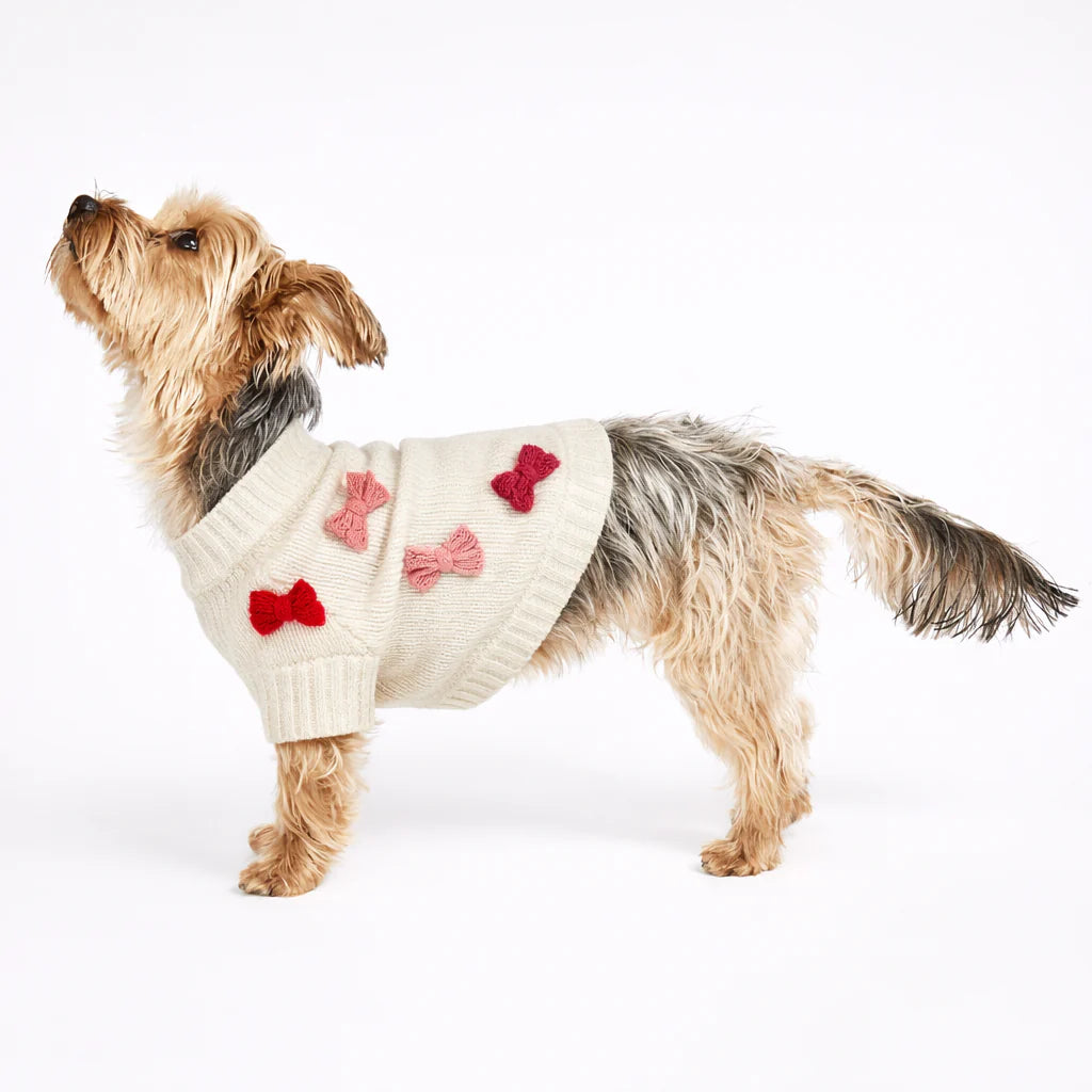Bow Sweater - Red & Pink