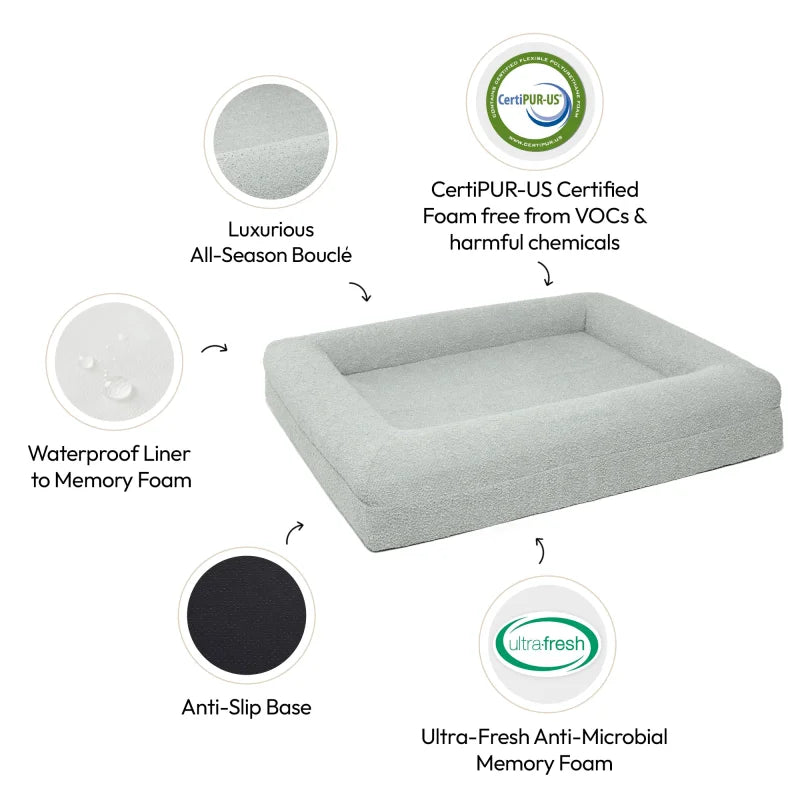 Memory Foam Dog Bed - Bouclé Pebble