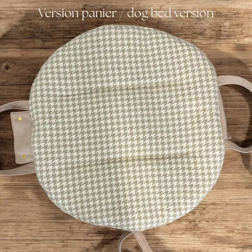 Beige Velvet & Houndstooth Dog Carrier