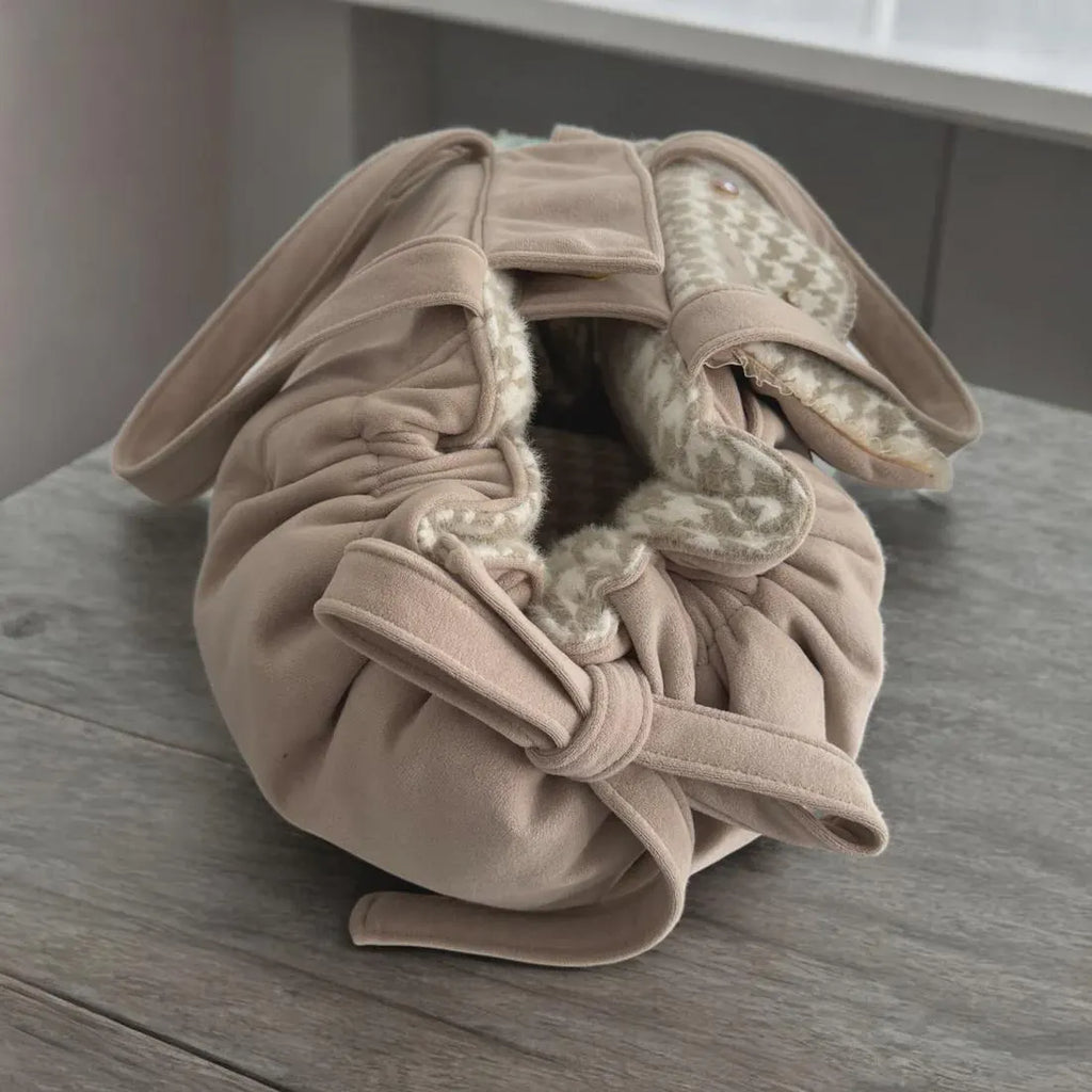 Beige Velvet & Houndstooth Dog Carrier