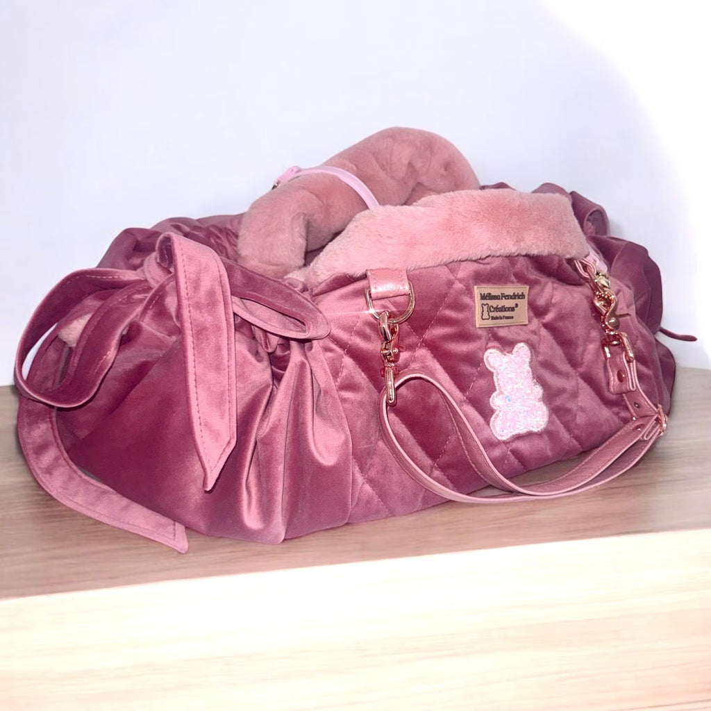 Pink Velvet Dog Carrier