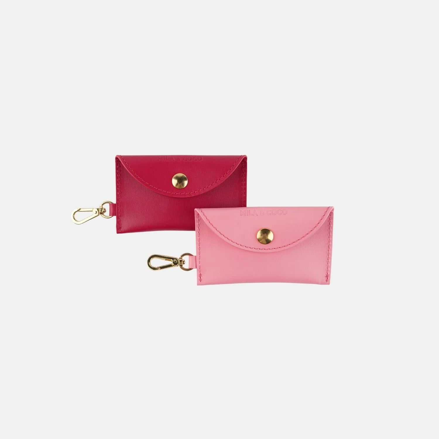 Pink Leather Poop Bag Holder
