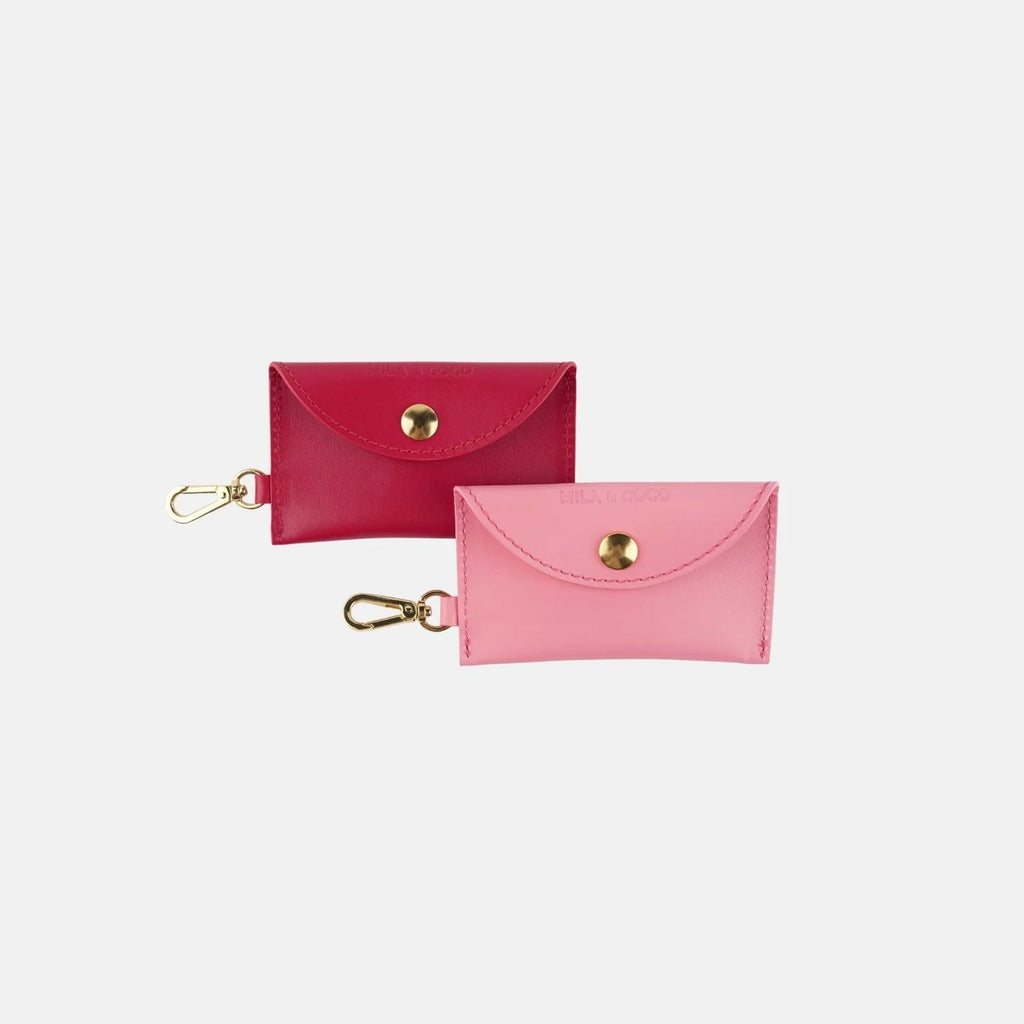 Burgundy Leather Poop Bag Holder