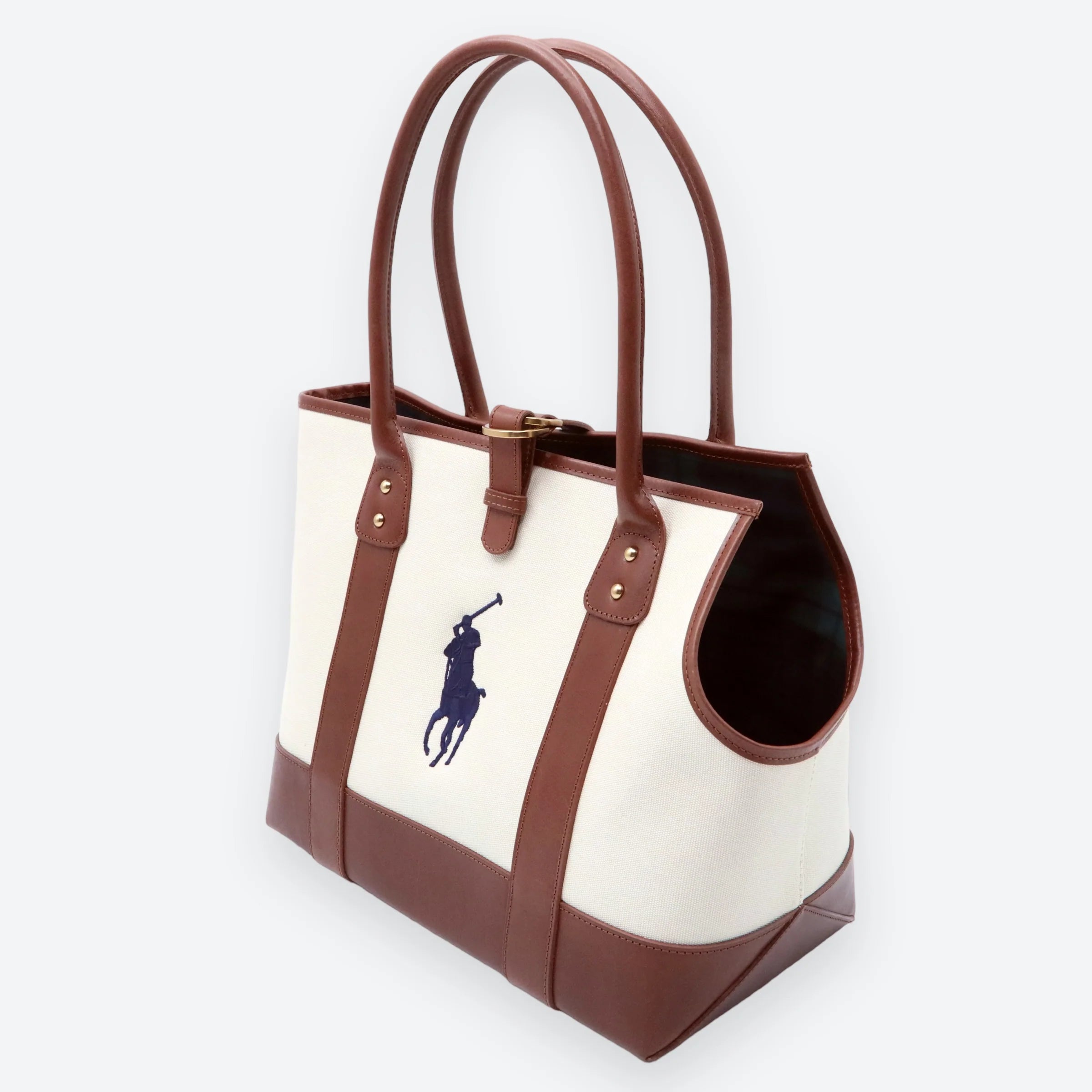 Polo Ralph Lauren Dog Leather and Canvas Tote