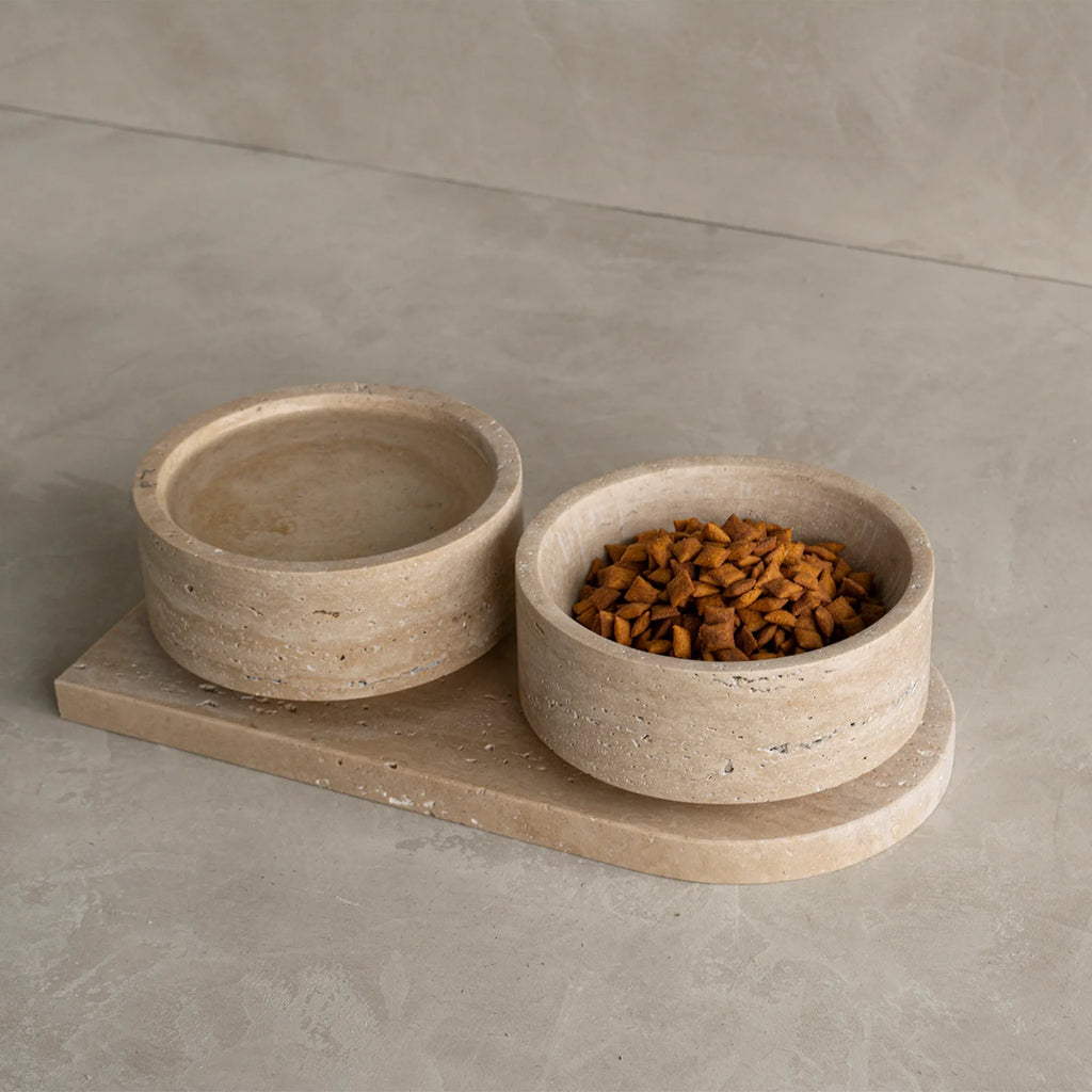 The Travertine Pet Bowl Set