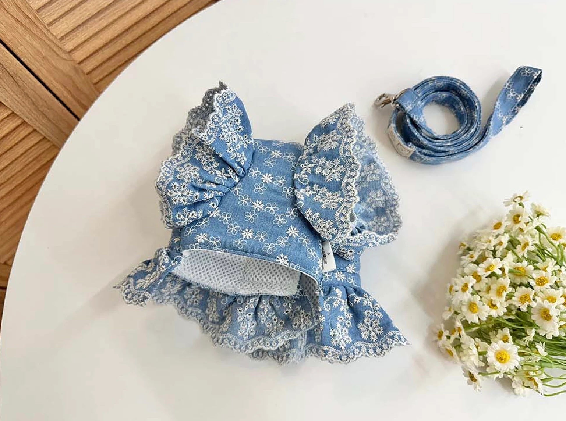 Denim Harness Dress & Leash Set