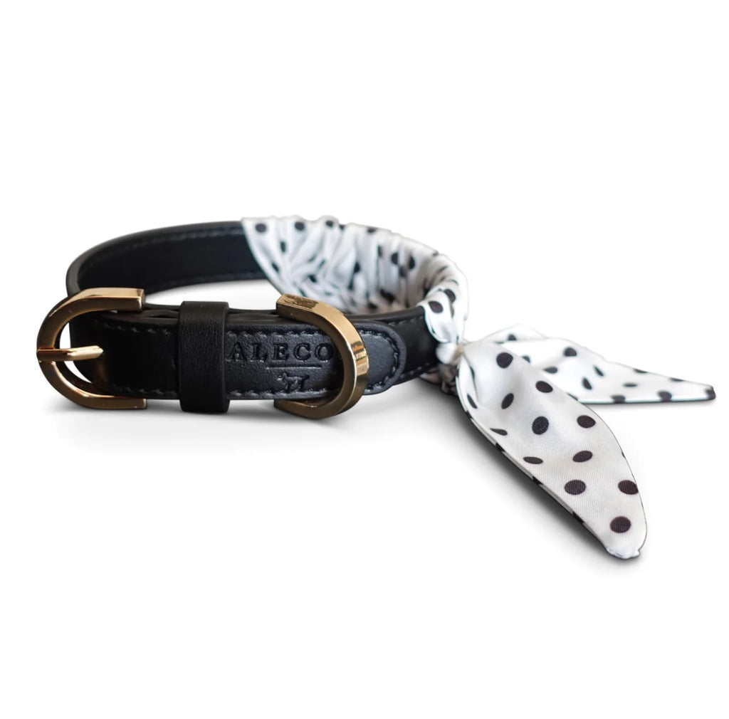 Dog Collar Twilly Polka Dots - White