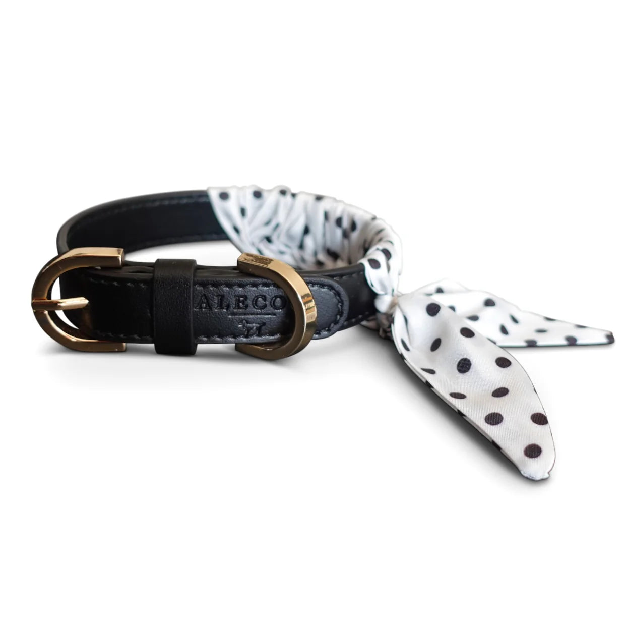Dog Collar Twilly Polka Dots - White