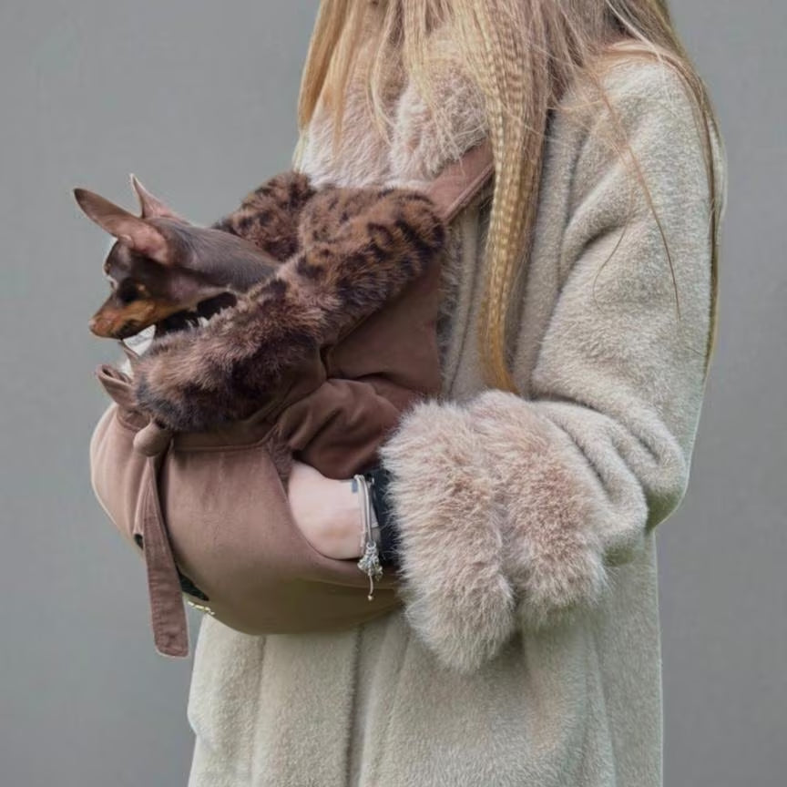 Luxury Leopard Velvet Dog Carrier